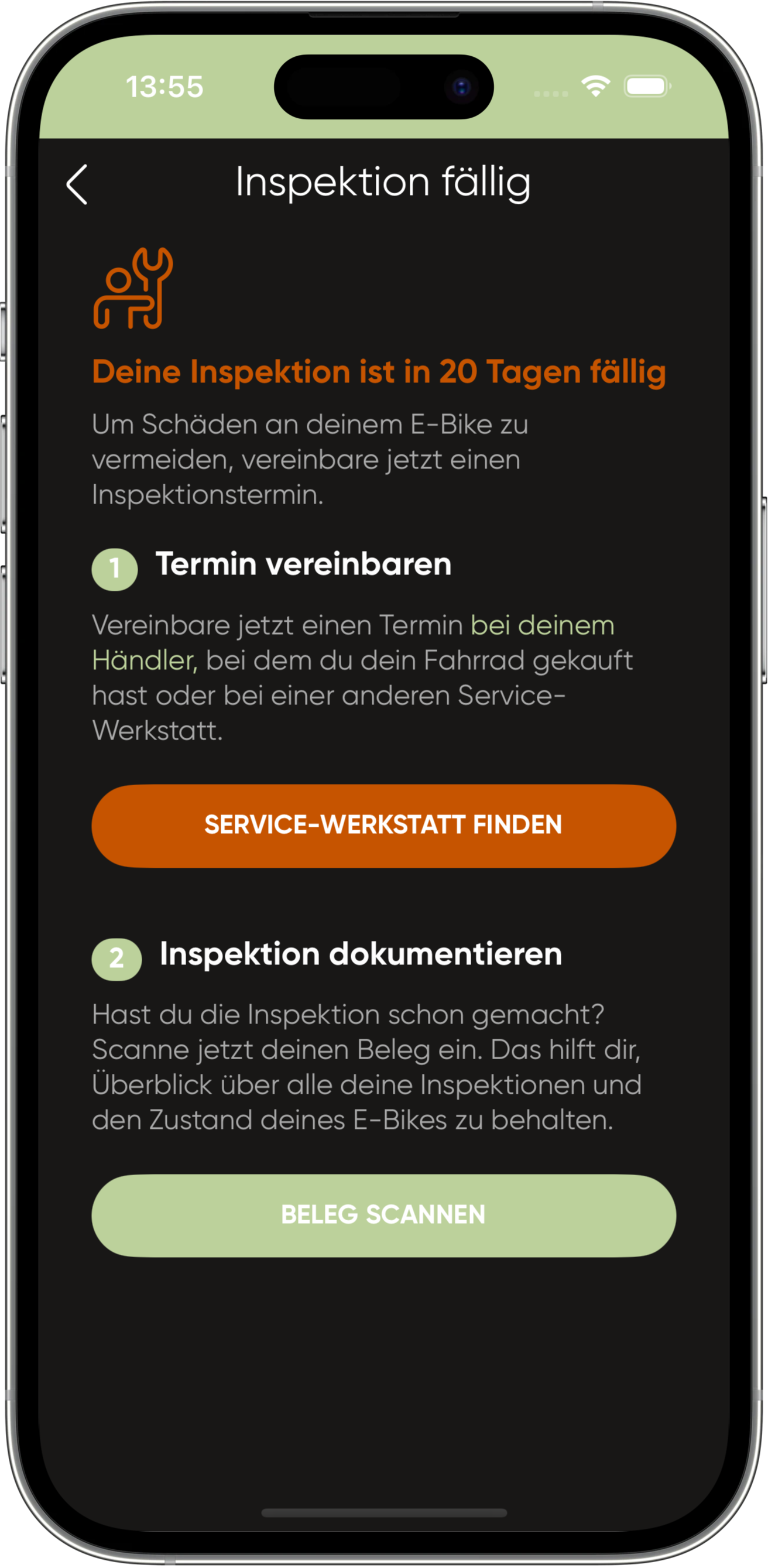 Inspektion aus der App